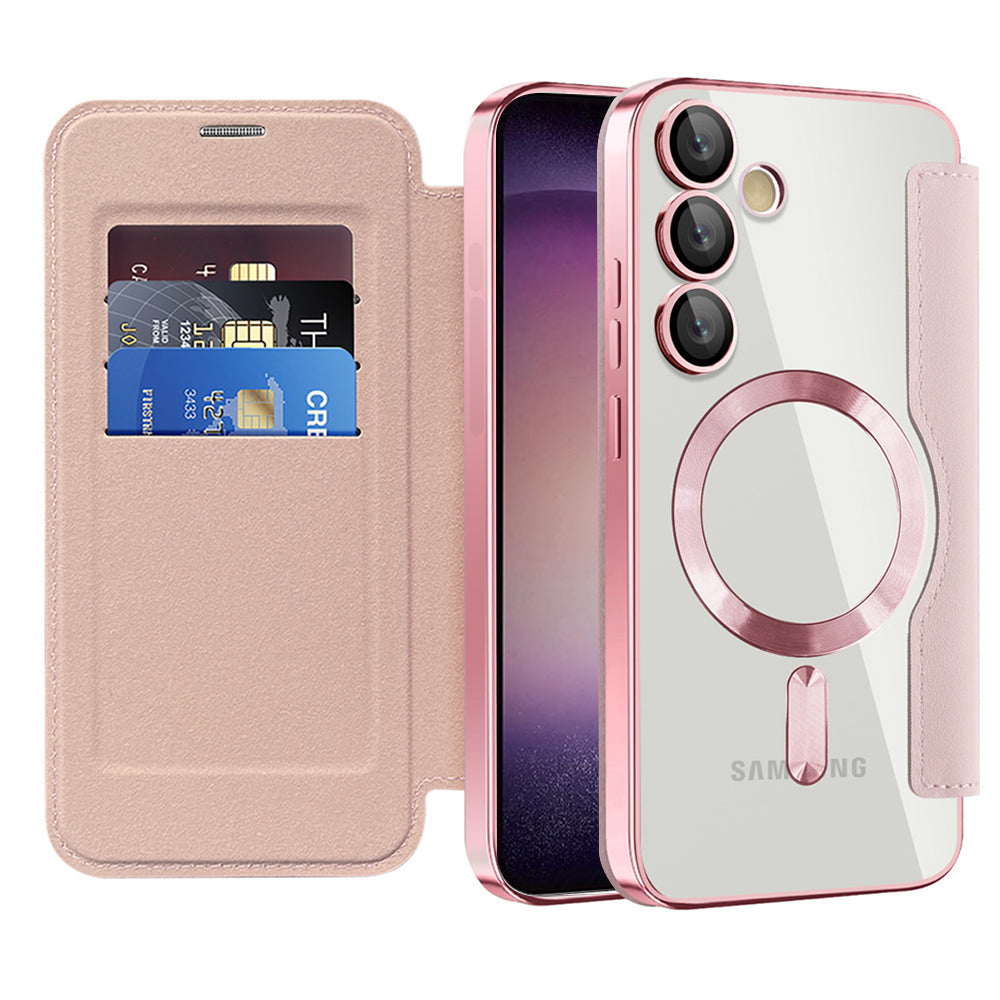 Custodia MagSafe per Samsung Galaxy S23+ S916, Techsuit, SmartMag Book, Rosa