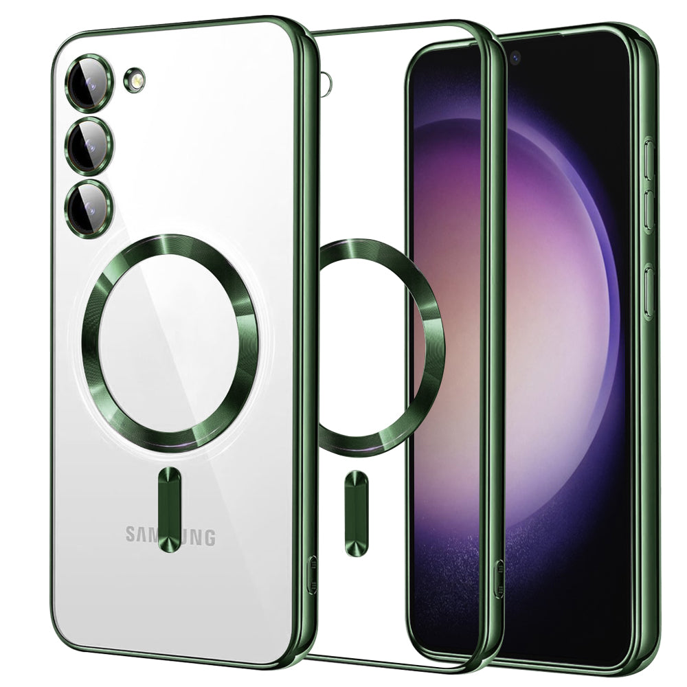 Custodia MagSafe per Samsung Galaxy S23 S911, Techsuit, Luxury Crystal, Verde Scuro