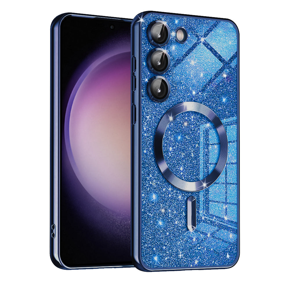 Custodia MagSafe per Samsung Galaxy S23 S911, Techsuit, Luxury Glitter, Blu Scuro
