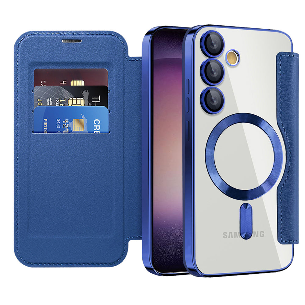 Custodia MagSafe per Samsung Galaxy S23 S911, Techsuit, SmartMag Book, Blu