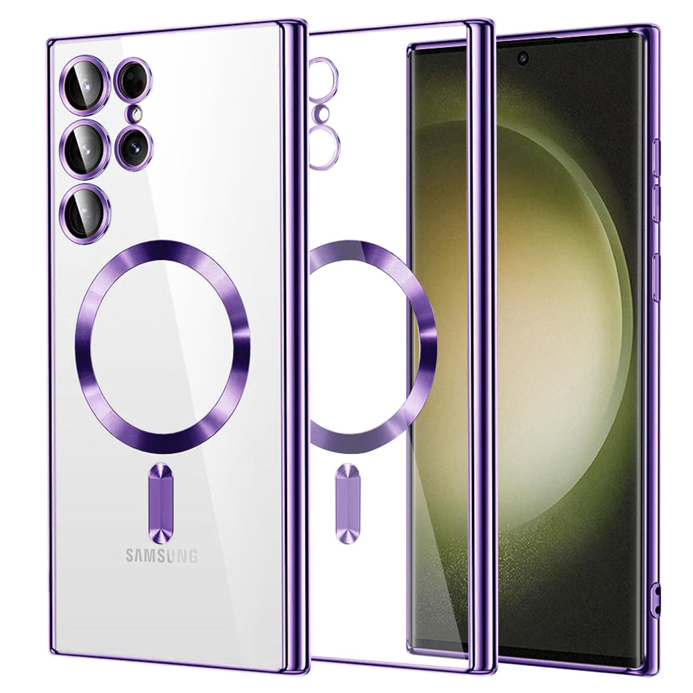 Custodia MagSafe per Samsung Galaxy S23 Ultra S918, Techsuit, Luxury Crystal, Viola Chiaro