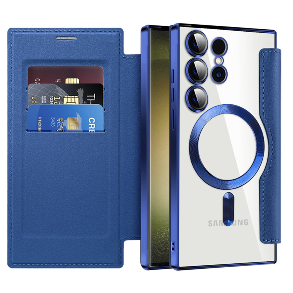 Custodia MagSafe per Samsung Galaxy S23 Ultra S918, Techsuit, SmartMag Book, Blu