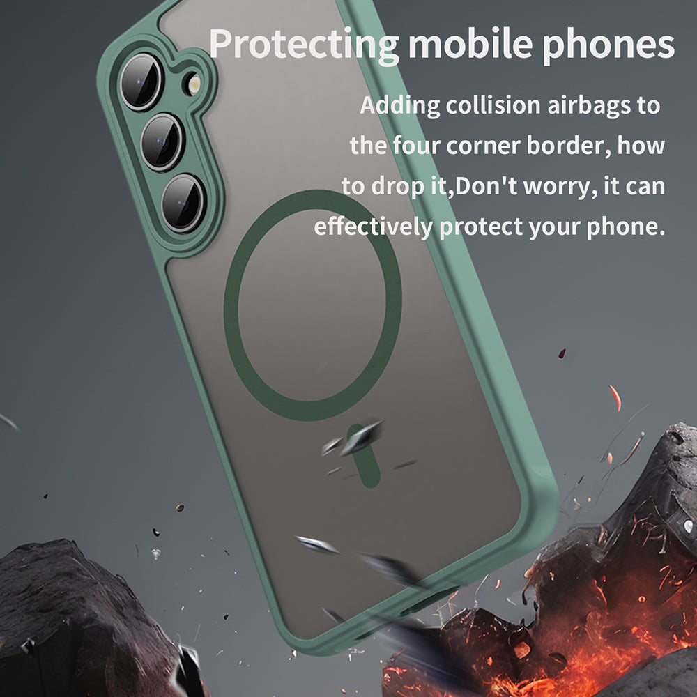 Custodia MagSafe per Samsung Galaxy S24 FE S721, Techsuit, HaloFrost II, Verde
