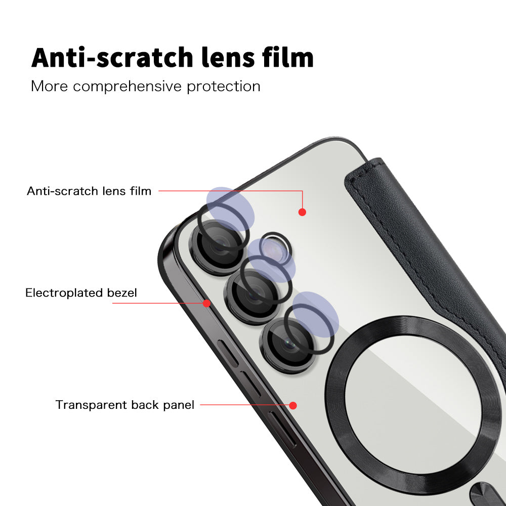 Custodia MagSafe per Samsung Galaxy S24 FE S721, Techsuit, SmartMag Book, Nera