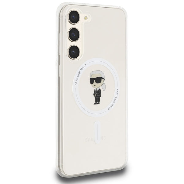 Custodia MagSafe per Samsung Galaxy S24+ S926, Karl Lagerfeld, IML Ikonik Karl, Trasparente