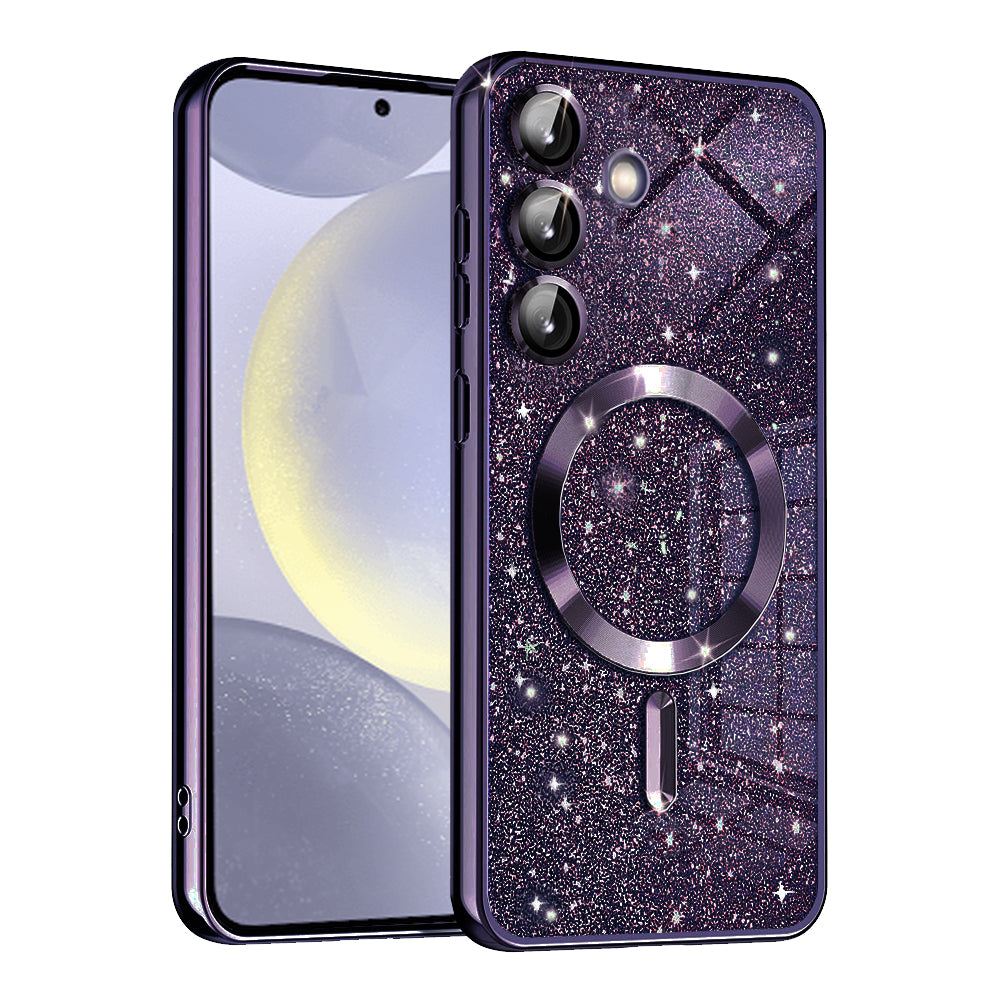 Custodia MagSafe per Samsung Galaxy S24+ S926, Techsuit, Luxury Glitter, Viola Scuro
