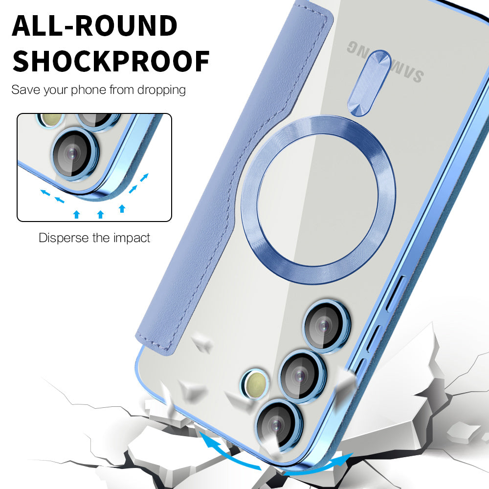Custodia MagSafe per Samsung Galaxy S24+ S926, Techsuit, SmartMag Book, Blu