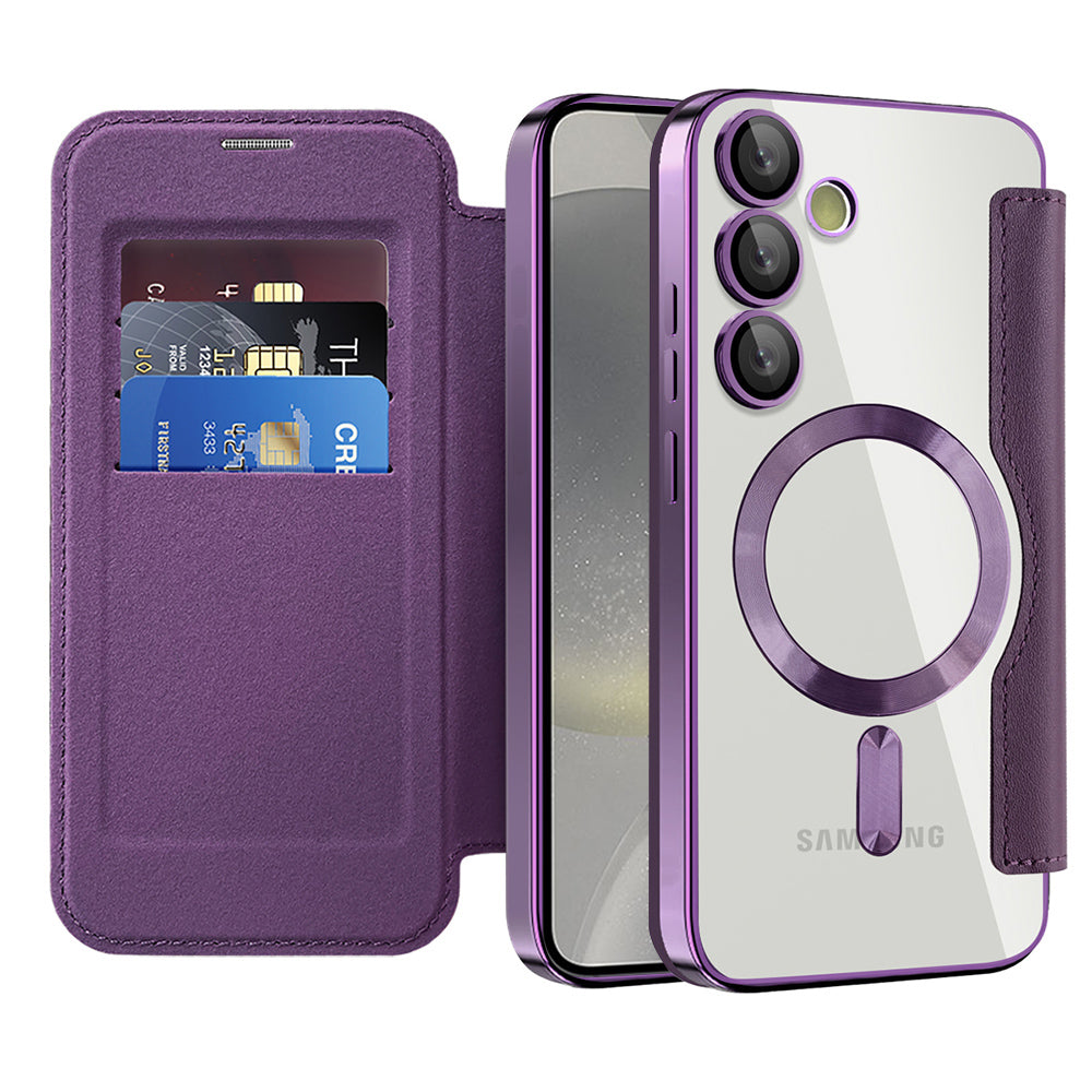 Custodia MagSafe per Samsung Galaxy S24+ S926, Techsuit, SmartMag Book, Viola