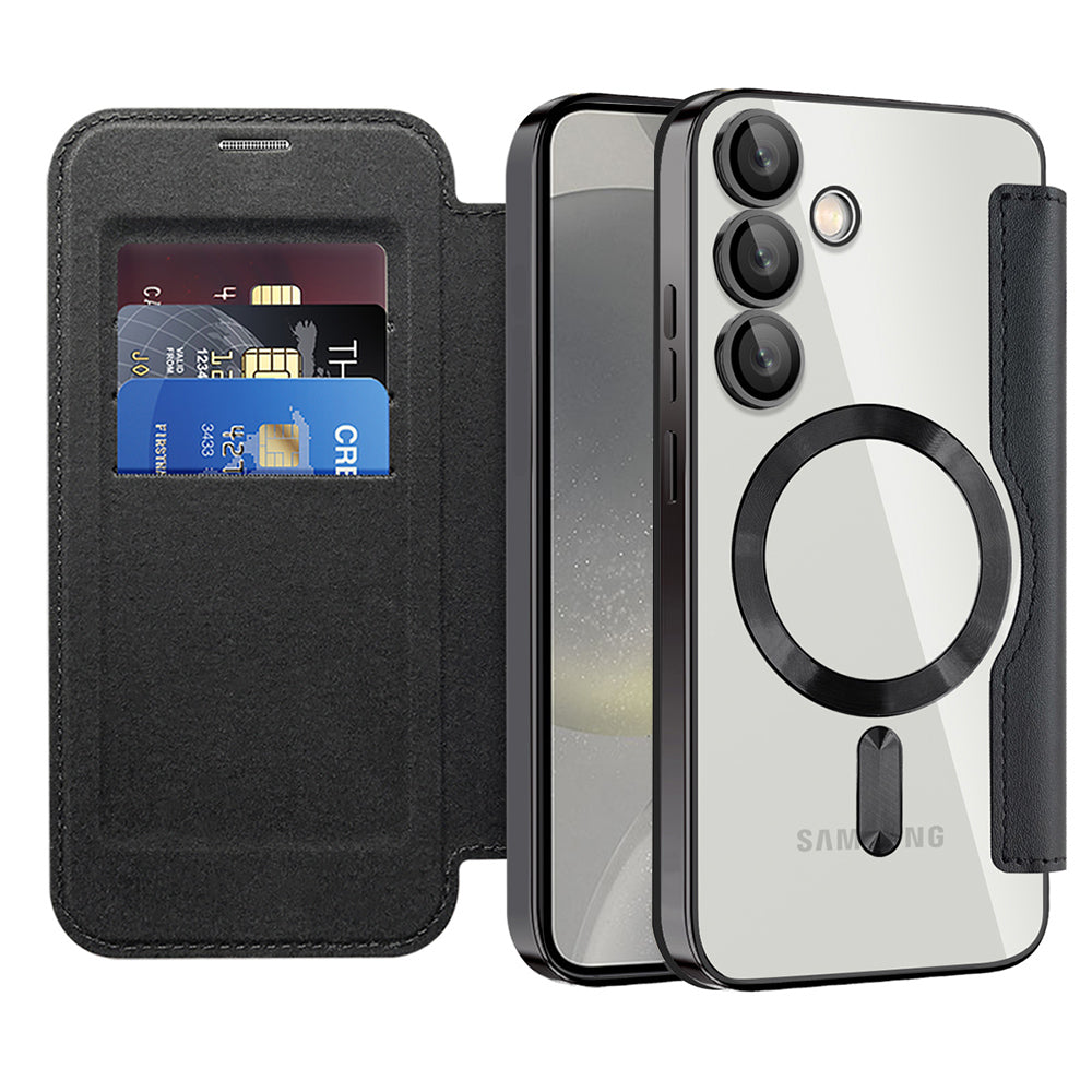 Custodia MagSafe per Samsung Galaxy S24+ S926, Techsuit, SmartMag Book, Nera