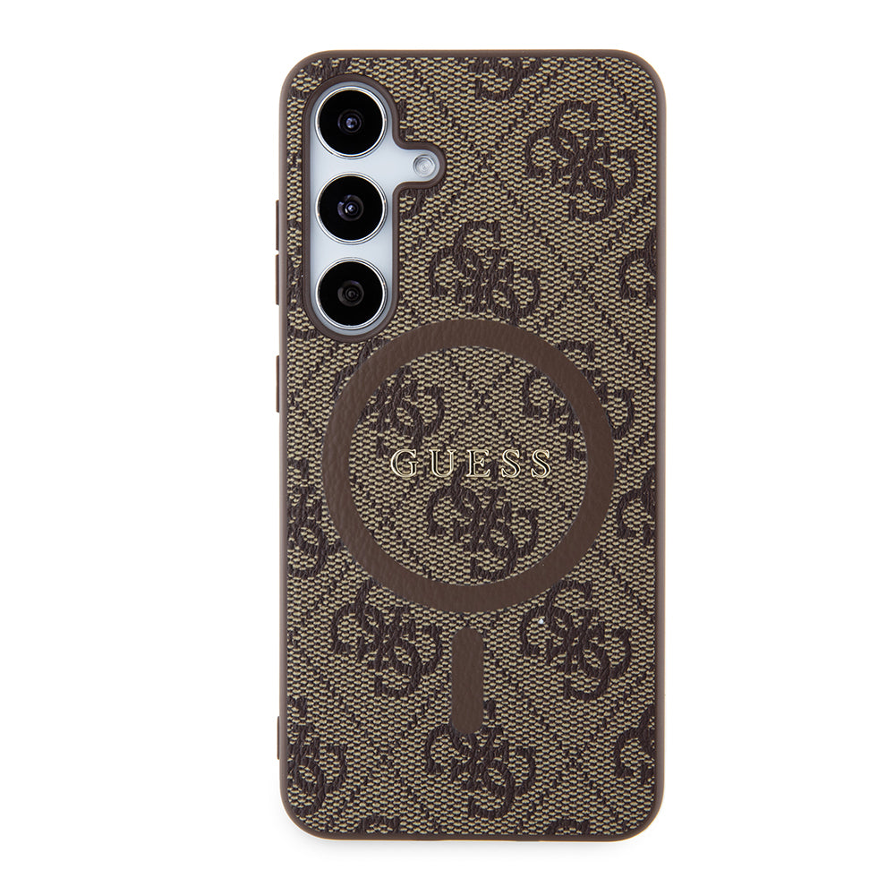 Custodia MagSafe per Samsung Galaxy S24 S921, Guess, 4G Collection, Marrone