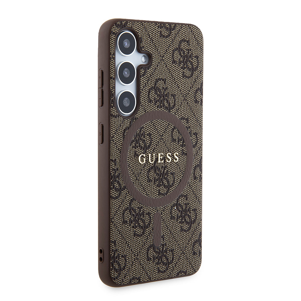 Custodia MagSafe per Samsung Galaxy S24 S921, Guess, 4G Collection, Marrone