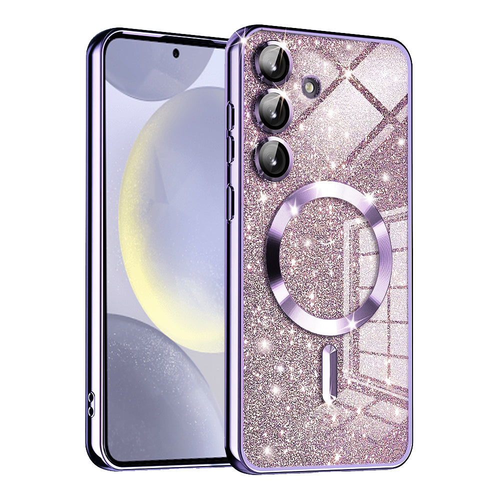 Custodia MagSafe per Samsung Galaxy S24 S921, Techsuit, Luxury Glitter, Viola Chiaro