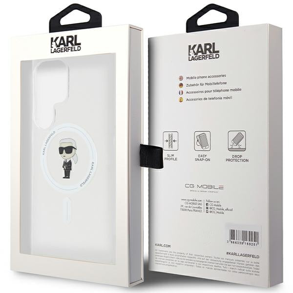 Custodia MagSafe per Samsung Galaxy S24 Ultra S928, Karl Lagerfeld, IML Ikonik Karl, Trasparente