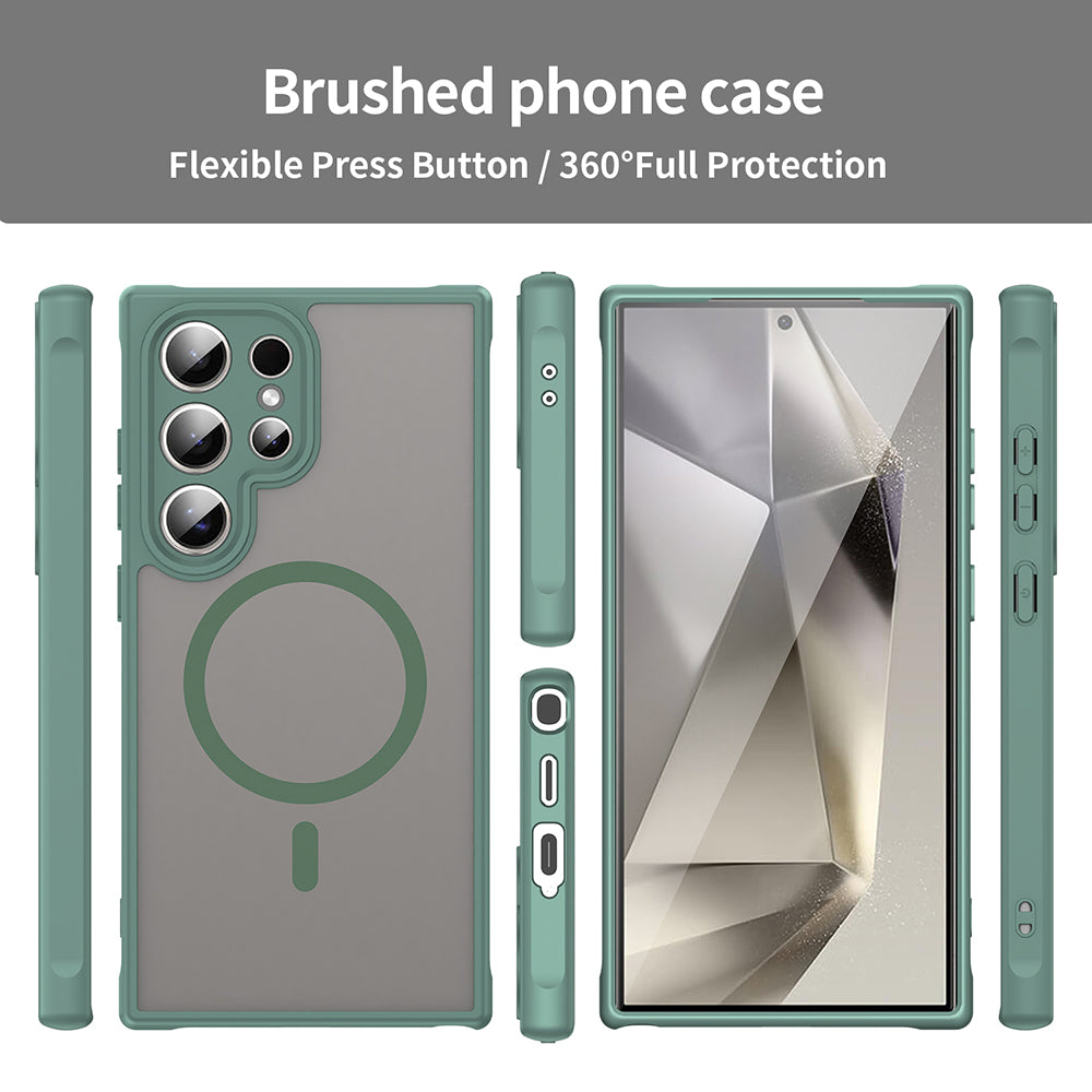 Custodia MagSafe per Samsung Galaxy S24 Ultra S928, Techsuit, HaloFrost II, Verde
