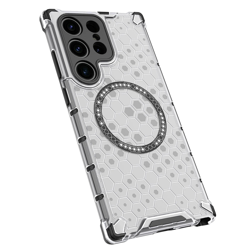 Custodia MagSafe per Samsung Galaxy S24 Ultra S928, Techsuit, HoneyComb Shield, Nera