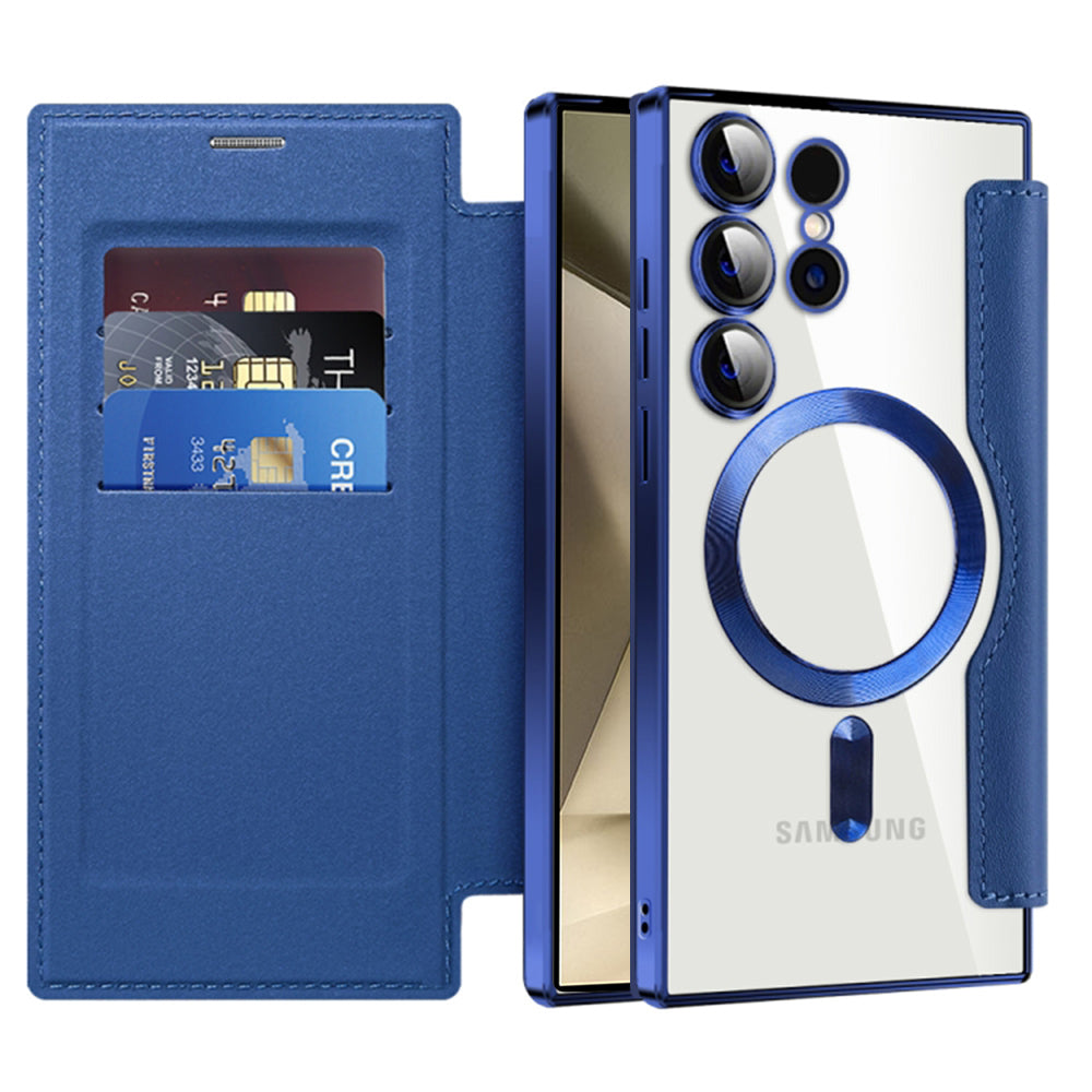 Custodia MagSafe per Samsung Galaxy S24 Ultra S928, Techsuit, SmartMag Book, Blu