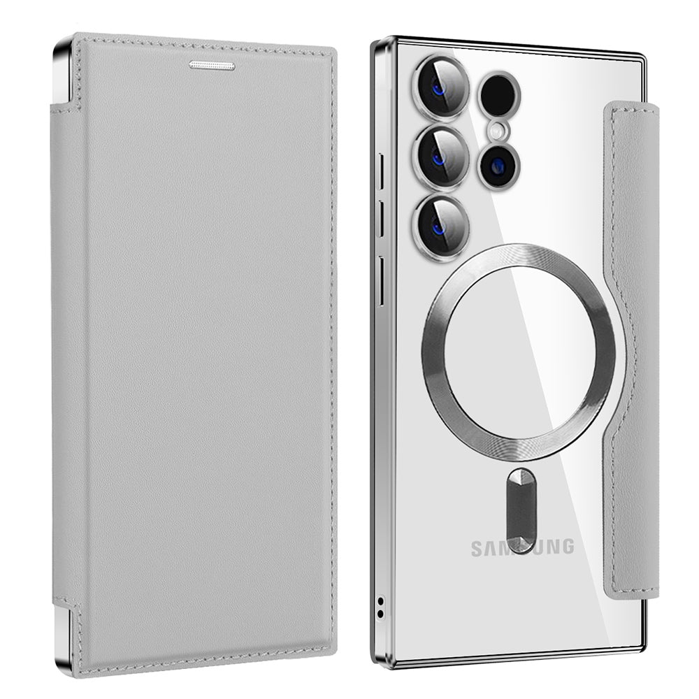 Custodia MagSafe per Samsung Galaxy S24 Ultra S928, Techsuit, SmartMag Book, Grigio