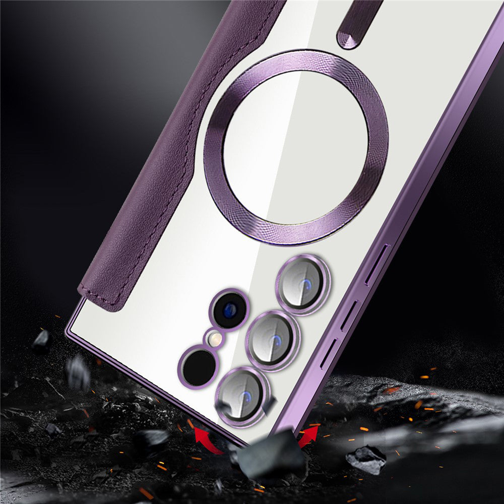 Custodia MagSafe per Samsung Galaxy S24 Ultra S928, Techsuit, SmartMag Book, Rosa