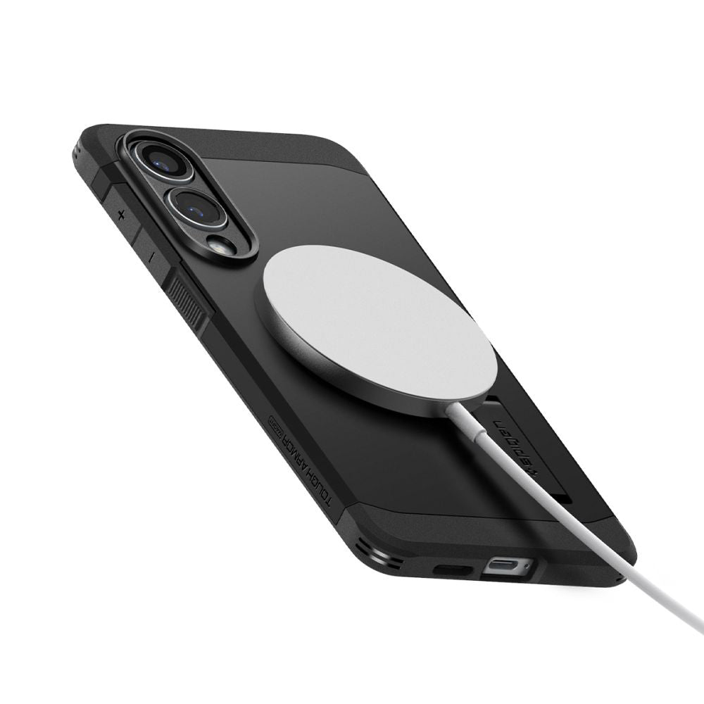 Custodia MagSafe per Samsung Galaxy S25 Edge S937, Spigen, Tough Armor, Nera ACS09422