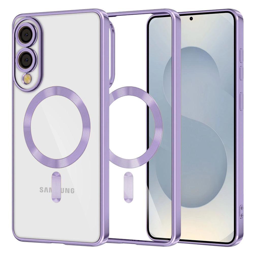 Custodia MagSafe per Samsung Galaxy S25 Edge S937, Techsuit, Luxury Crystal, Viola Chiaro