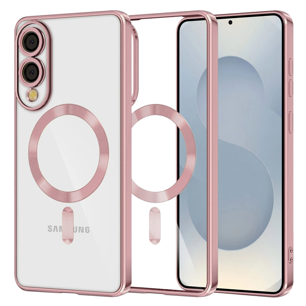Custodia MagSafe per Samsung Galaxy S25 Edge S937, Techsuit, Luxury Crystal, Rosa