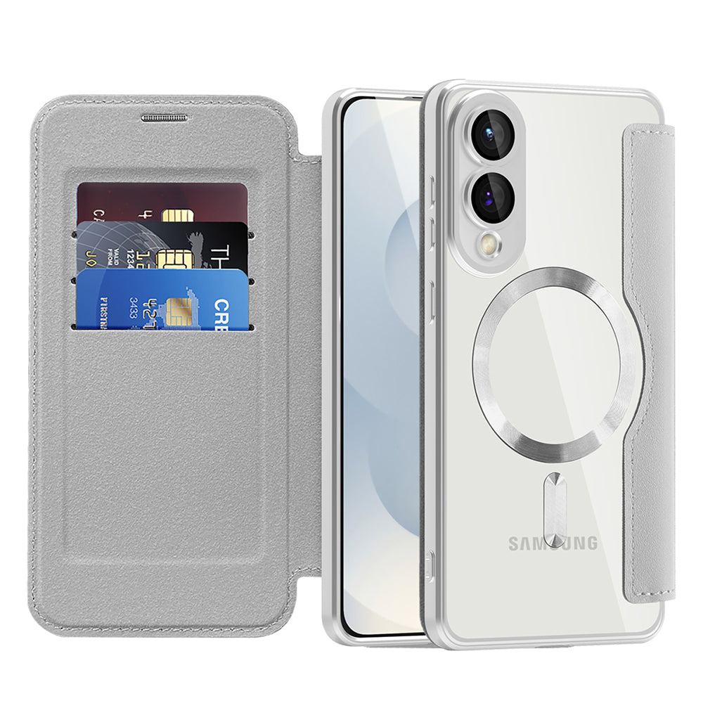 Custodia MagSafe per Samsung Galaxy S25 Edge S937, Techsuit, SmartMag Book, Grigio