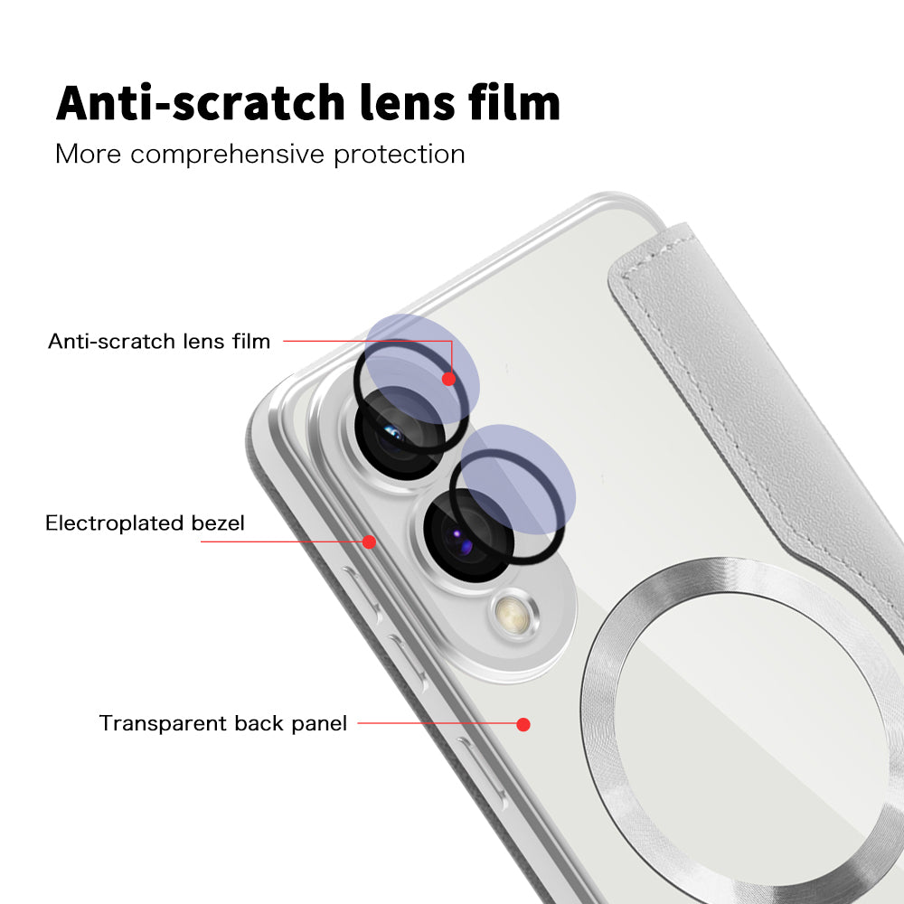 Custodia MagSafe per Samsung Galaxy S25 Edge S937, Techsuit, SmartMag Book, Grigio