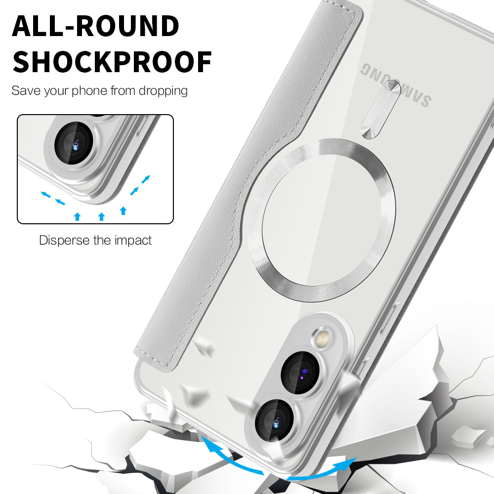 Custodia MagSafe per Samsung Galaxy S25 Edge S937, Techsuit, SmartMag Book, Grigio