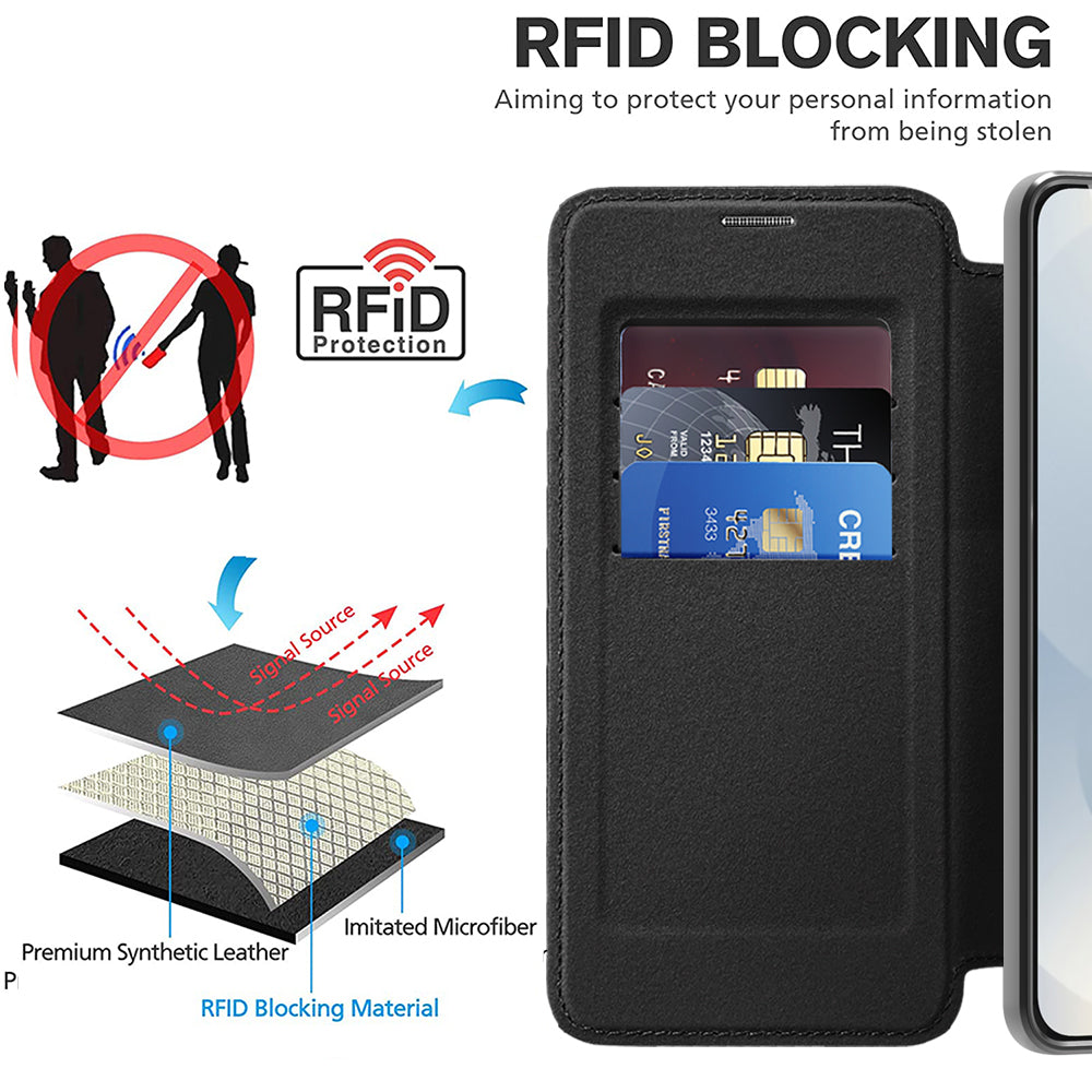 Custodia MagSafe per Samsung Galaxy S25 Edge S937, Techsuit, SmartMag Book, Nera