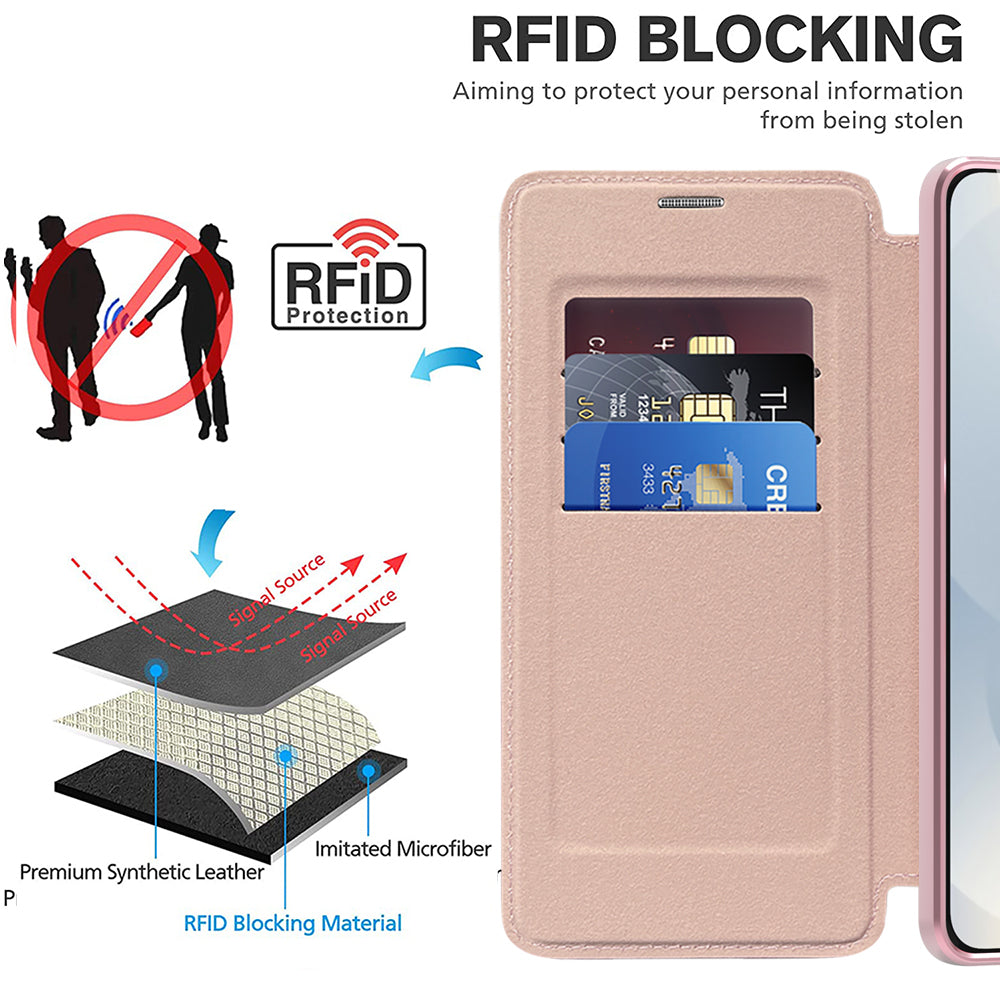 Custodia MagSafe per Samsung Galaxy S25 Edge S937, Techsuit, SmartMag Book, Rosa