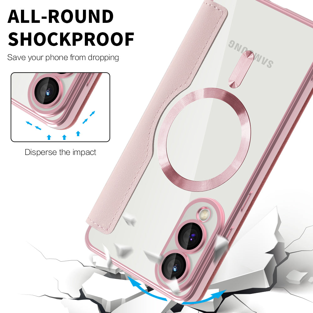 Custodia MagSafe per Samsung Galaxy S25 Edge S937, Techsuit, SmartMag Book, Rosa