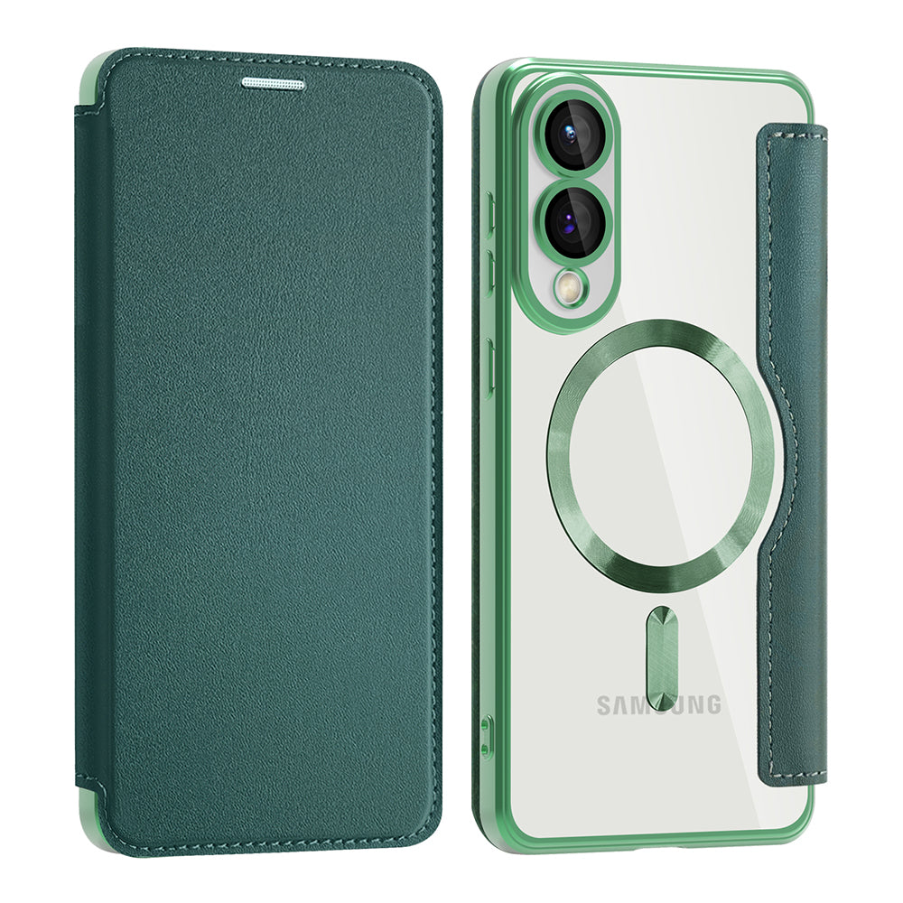 Custodia MagSafe per Samsung Galaxy S25 Edge S937, Techsuit, SmartMag Book, Verde
