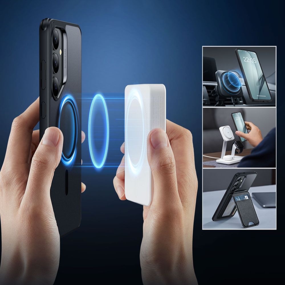 Custodia MagSafe per Samsung Galaxy S25+ S936, ESR, Classic Hybrid, Nera Satinata