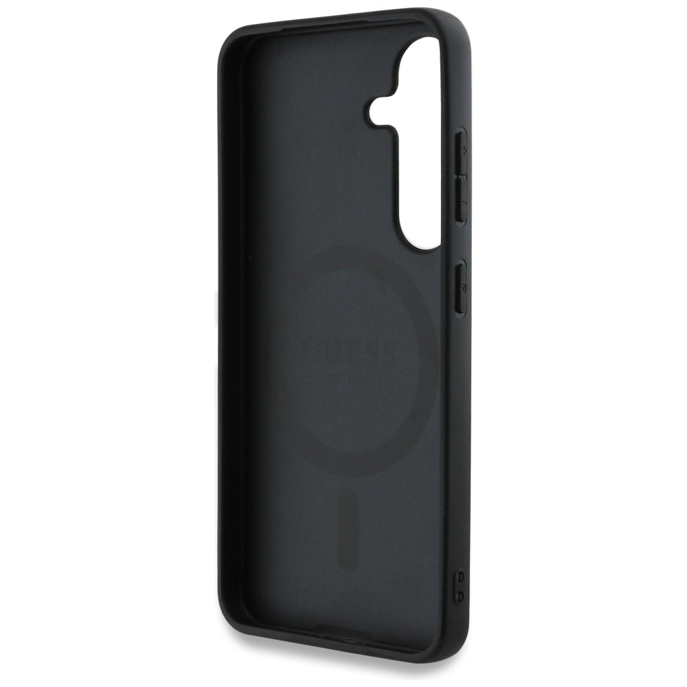Custodia MagSafe per Samsung Galaxy S25+ S936, Guess, 4G Circle Classic Logo, Nera
