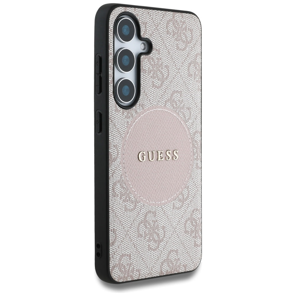 Custodia MagSafe per Samsung Galaxy S25+ S936, Guess, 4G Circle Classic Logo, Rosa