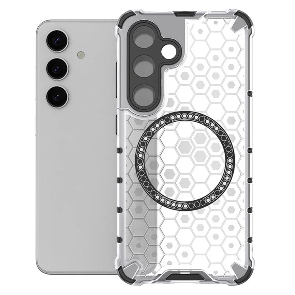 Custodia MagSafe per Samsung Galaxy S25+ S936, Techsuit, HoneyComb Shield, Bianca