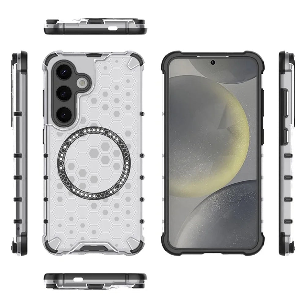 Custodia MagSafe per Samsung Galaxy S25+ S936, Techsuit, HoneyComb Shield, Bianca