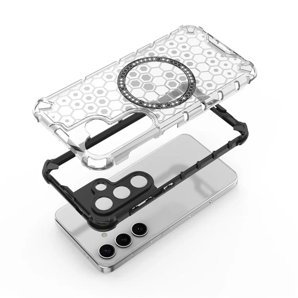 Custodia MagSafe per Samsung Galaxy S25+ S936, Techsuit, HoneyComb Shield, Nera