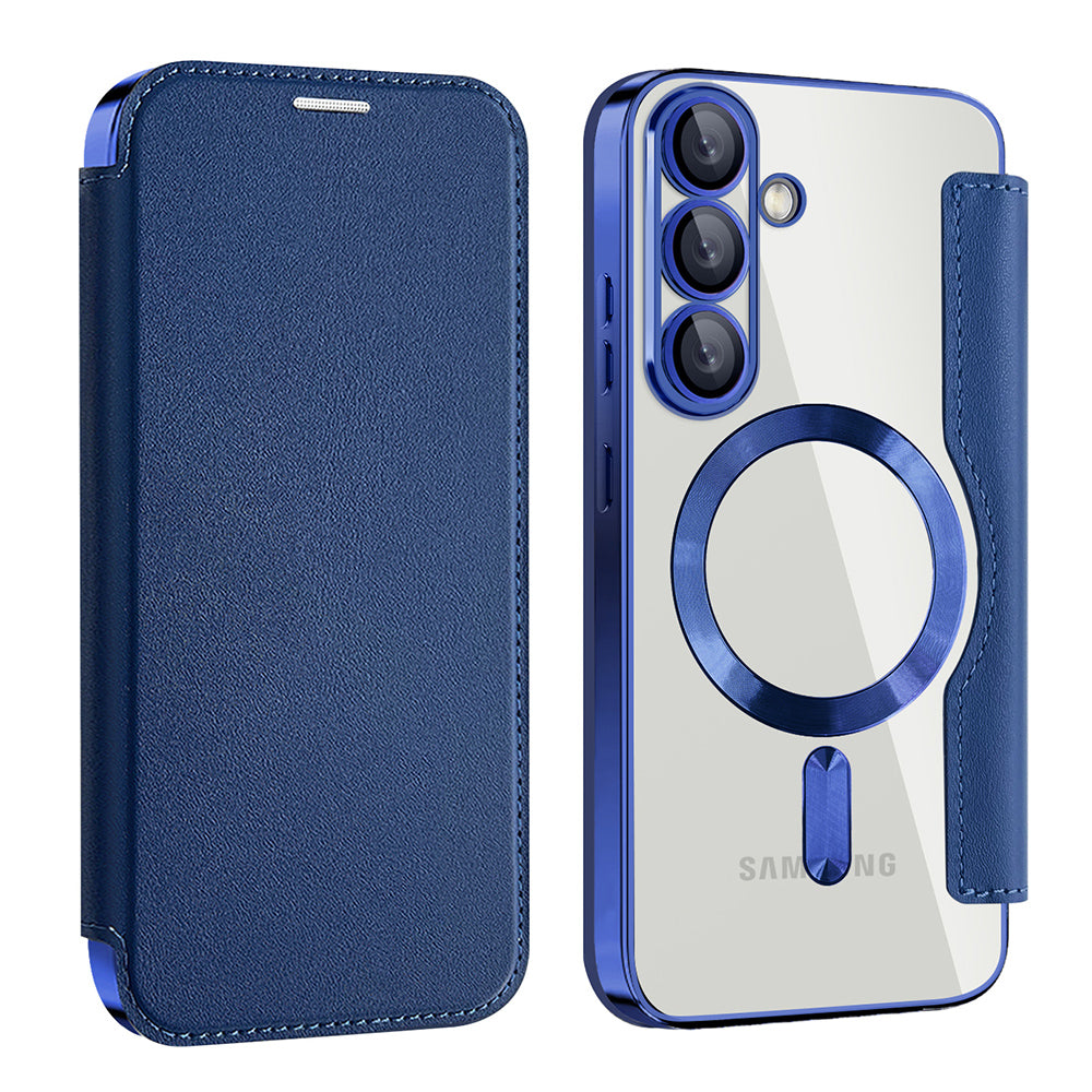 Custodia MagSafe per Samsung Galaxy S25+ S936, Techsuit, SmartMag Book, Blu