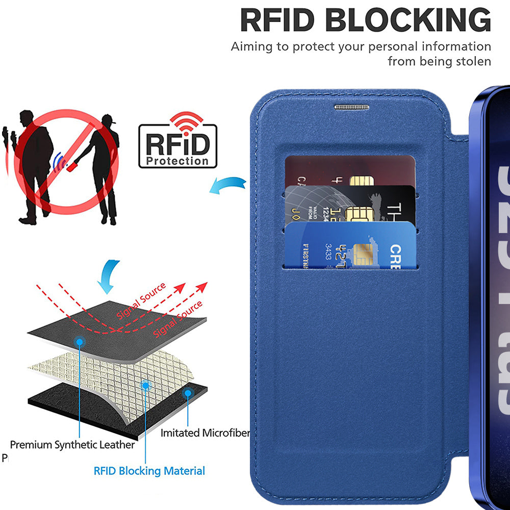 Custodia MagSafe per Samsung Galaxy S25+ S936, Techsuit, SmartMag Book, Blu