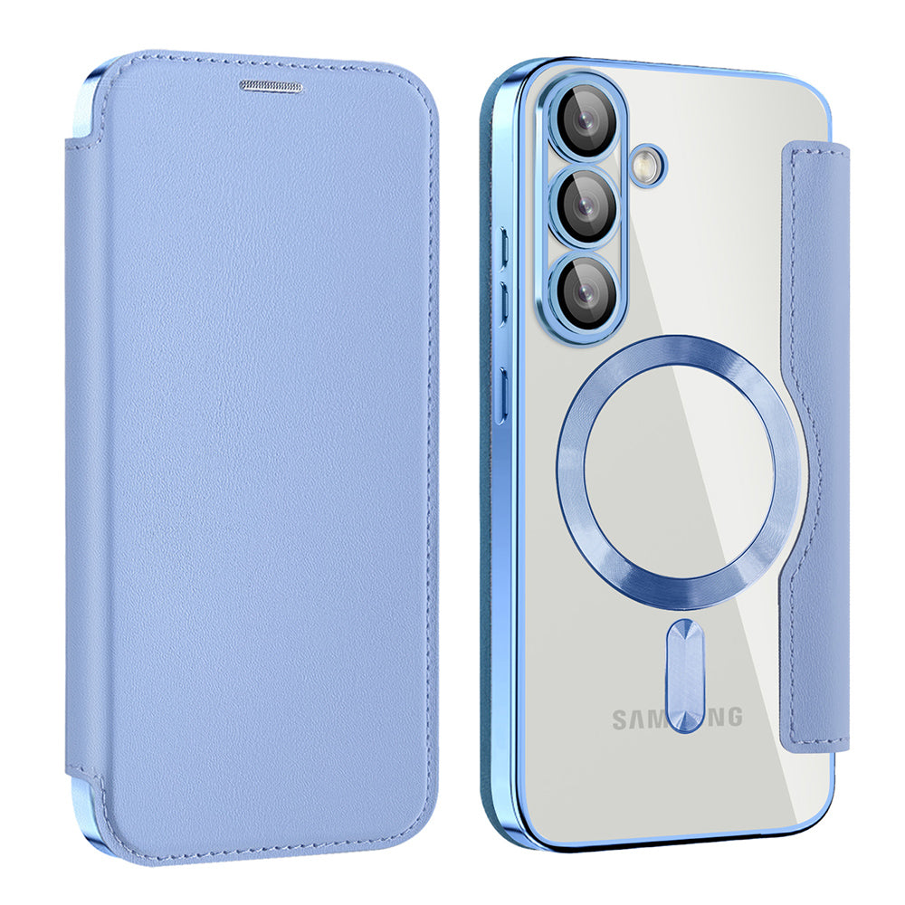 Custodia MagSafe per Samsung Galaxy S25+ S936, Techsuit, SmartMag Book, Blu