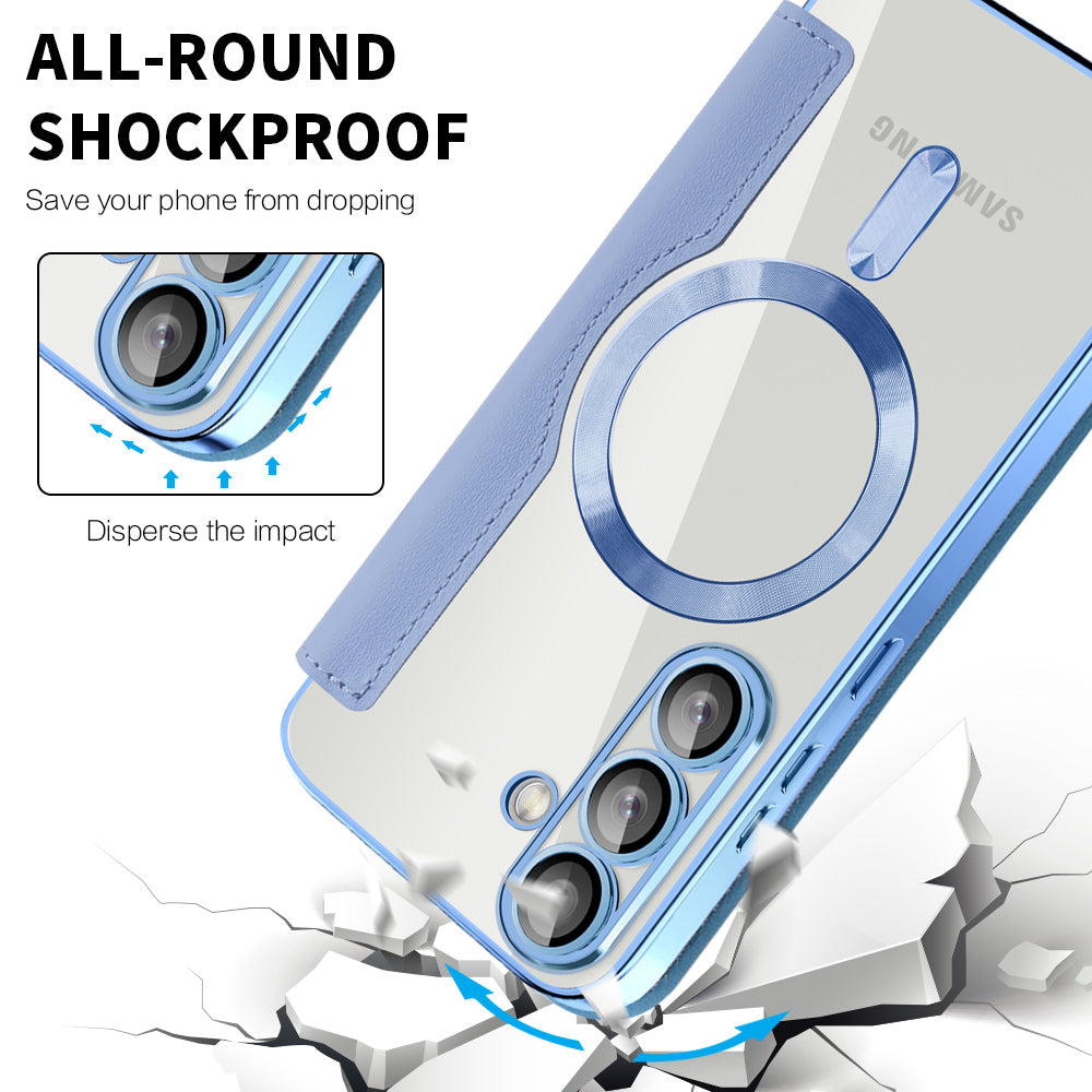 Custodia MagSafe per Samsung Galaxy S25+ S936, Techsuit, SmartMag Book, Blu