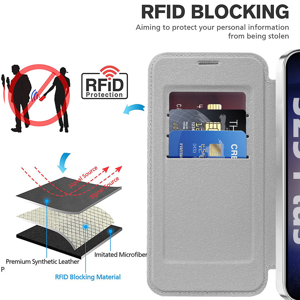 Custodia MagSafe per Samsung Galaxy S25+ S936, Techsuit, SmartMag Book, Grigio
