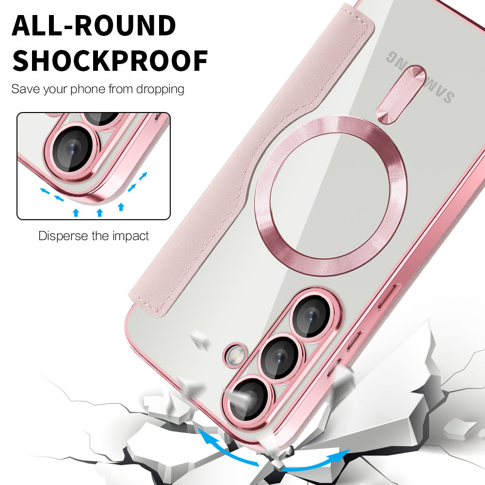 Custodia MagSafe per Samsung Galaxy S25+ S936, Techsuit, SmartMag Book, Rosa