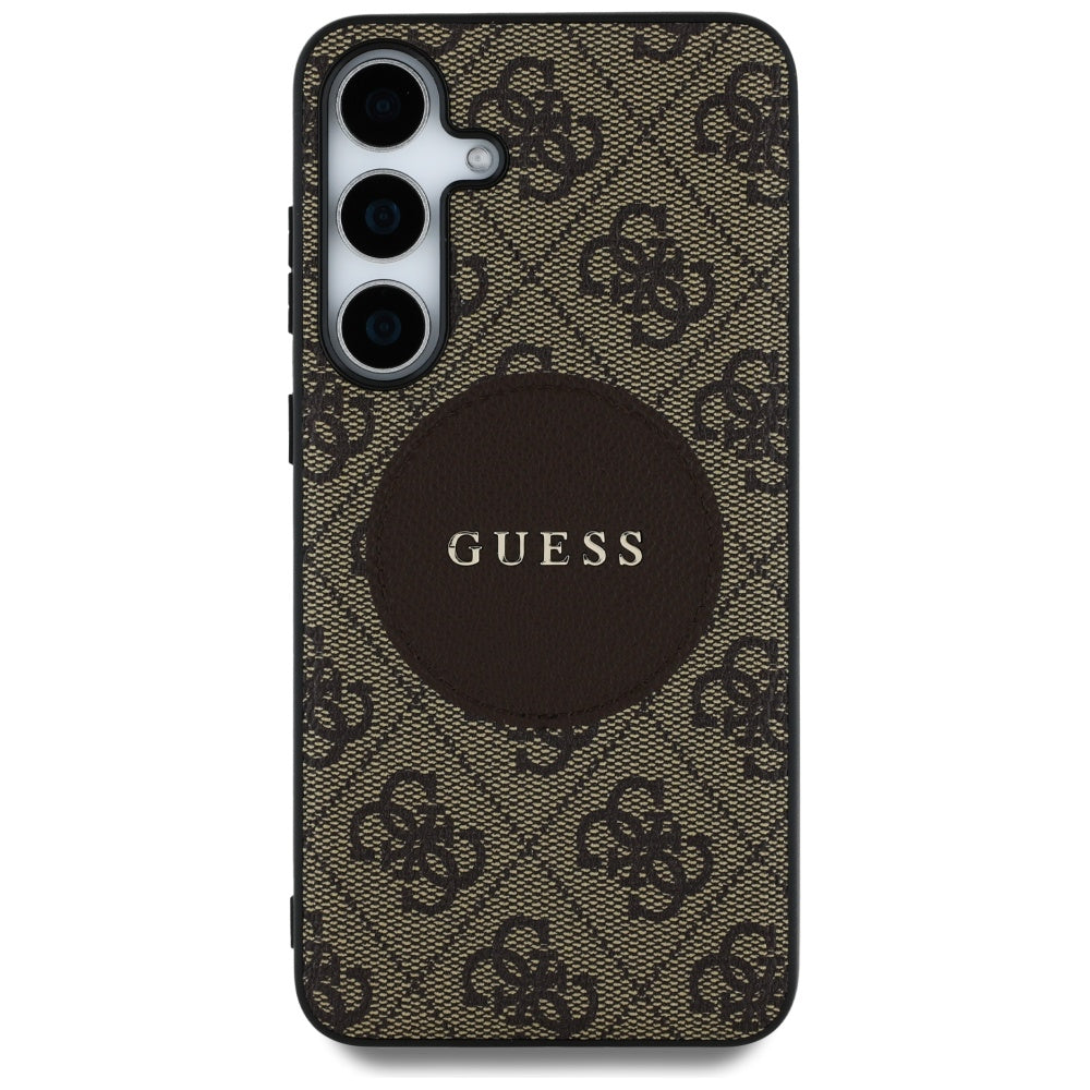 Custodia MagSafe per Samsung Galaxy S25 S931, Guess, 4G Circle Classic Logo, Marrone