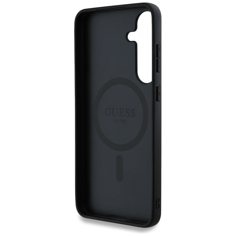 Custodia MagSafe per Samsung Galaxy S25 S931, Guess, 4G Ring Classic Logo, Nera