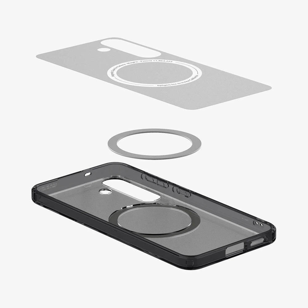 Custodia MagSafe per Samsung Galaxy S25 S931, Spigen, Ultra Hybrid, Nera Satinata ACS09005
