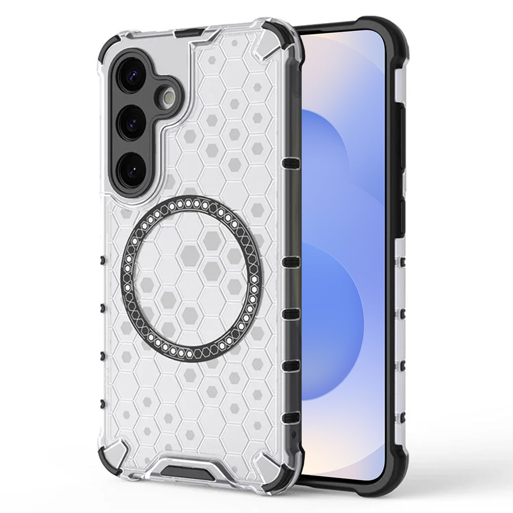 Custodia MagSafe per Samsung Galaxy S25 S931, Techsuit, HoneyComb Shield, Bianca