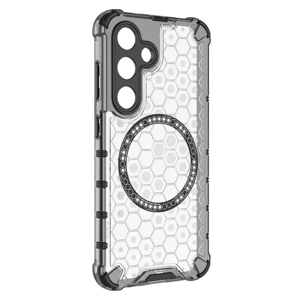 Custodia MagSafe per Samsung Galaxy S25 S931, Techsuit, HoneyComb Shield, Bianca