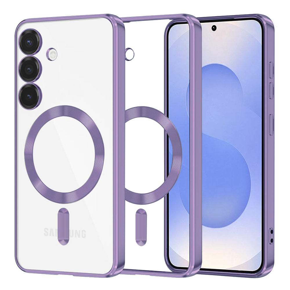 Custodia MagSafe per Samsung Galaxy S25 S931, Techsuit, Luxury Crystal, Viola Chiaro
